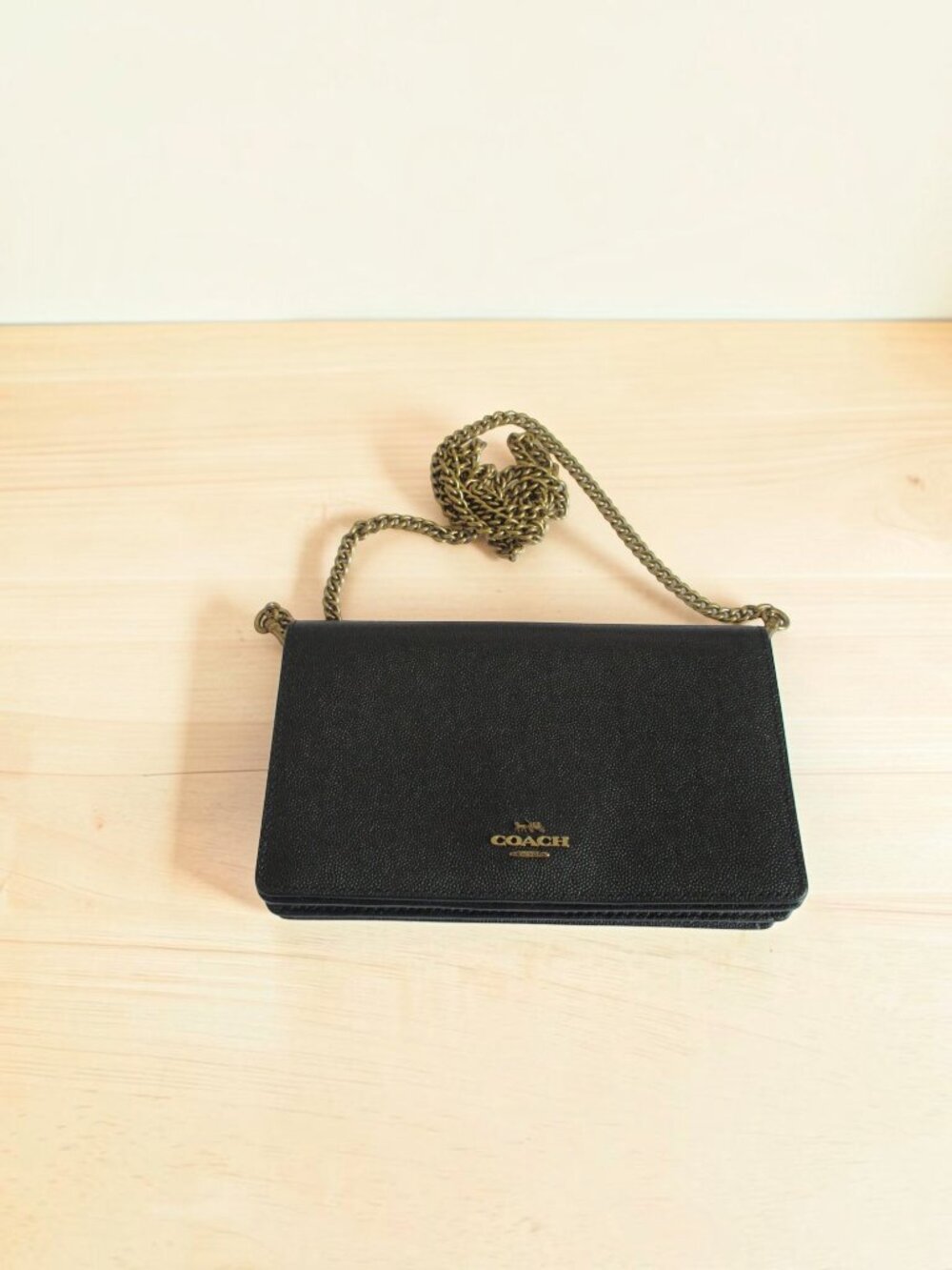 Coach Callie Foldover Chain Clutch (Black) NWOT